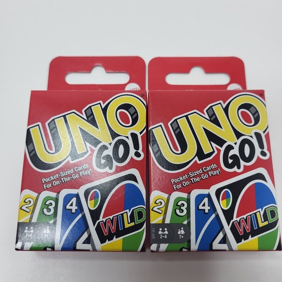 UNO Go Mini Card Game! Mini Travel Version. Pocket Sized. By Mattel Bundle‎ of 2 - Picture 1 of 9
